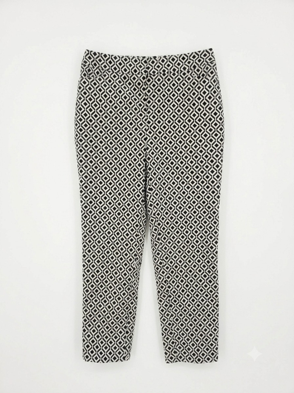 Black & White Geometric Ponte Ankle Pants